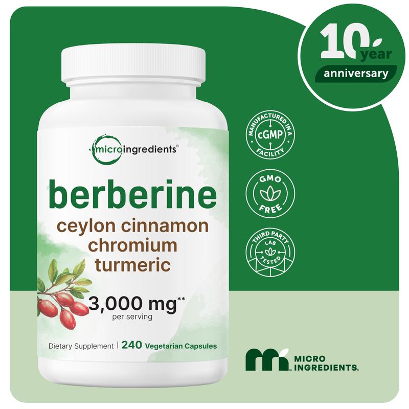 Berberine with Ceylon Cinnamon, Chromium, & Turmeric, 3,000mg Equivalent
