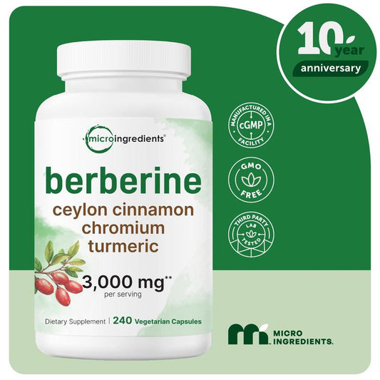 Berberine with Ceylon Cinnamon, Chromium, & Turmeric, 3,000mg Equivalent